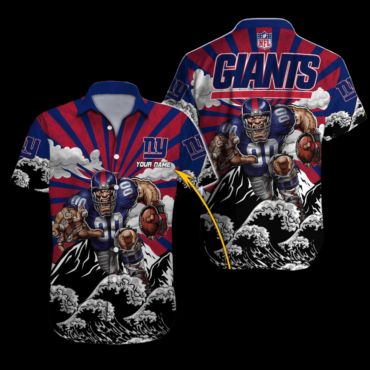 Personalized New York Giants Rising Waves Hawaiian - Adult & Kids T-Shirts, Sweatshirts & Hoodies apparel design preview 1