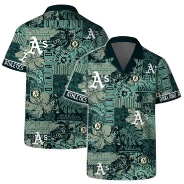 Oakland Athletics Tribal Patchwork Hawaiian - Adult & Kids T-Shirts, Sweatshirts & Hoodies apparel design preview 1