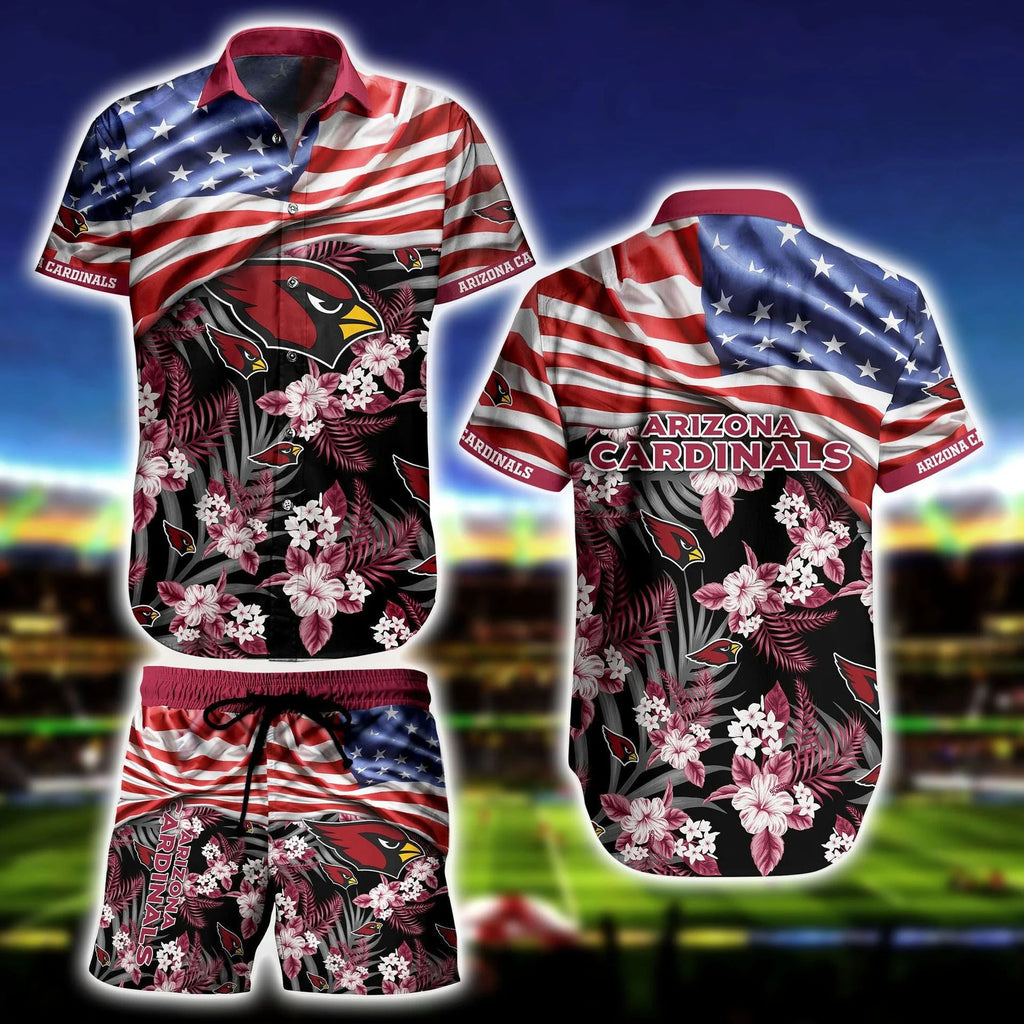 Arizona Cardinals Patriotic Bloom Hawaiian 142174 - Adult & Kids T-Shirts, Sweatshirts & Hoodies apparel design preview 1