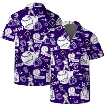 Colorado Rockies Baseball Sketch Hawaiian - Adult & Kids T-Shirts, Sweatshirts & Hoodies apparel design preview 1