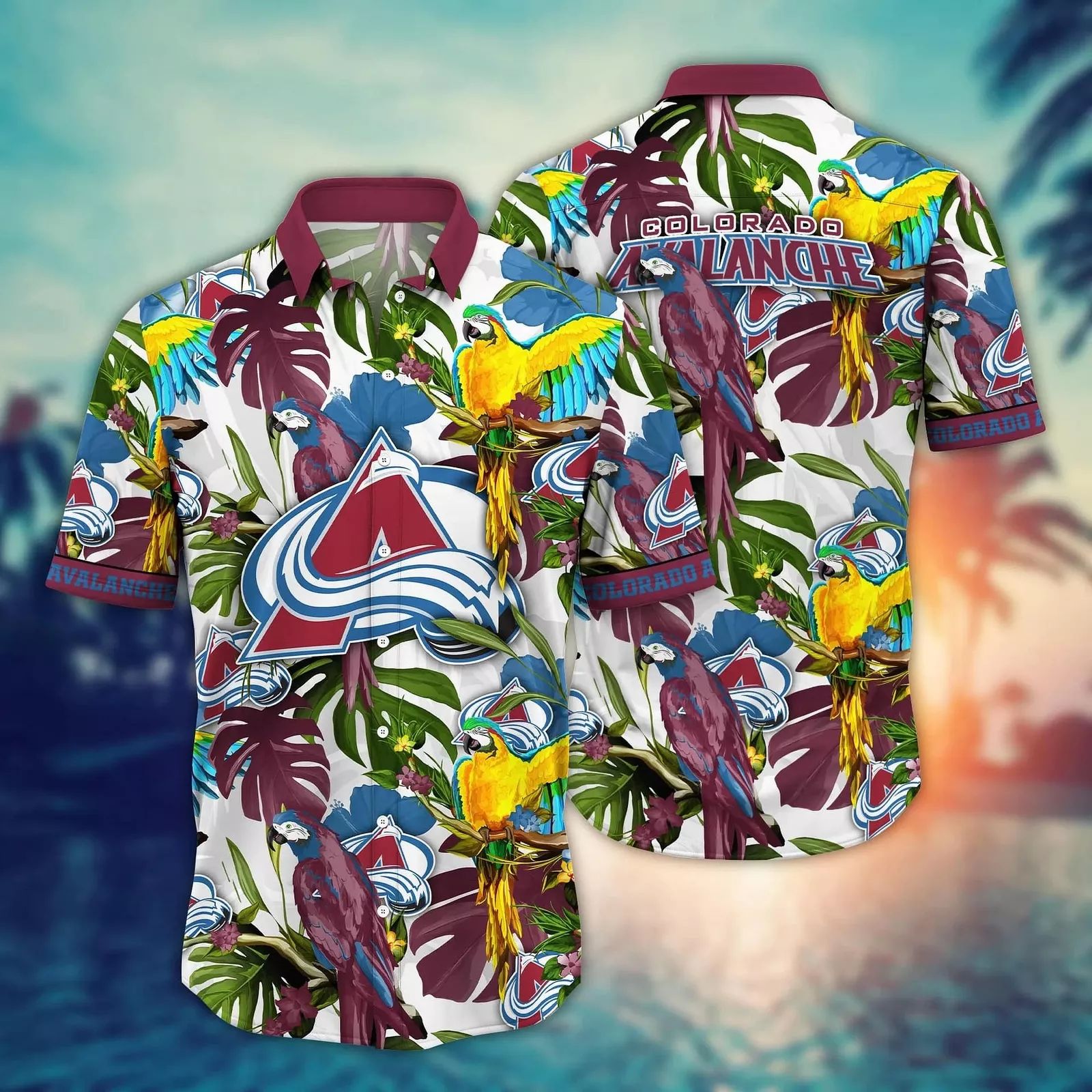 Colorado Avalanche Hawaiian Tropical Paradise Design - Adult & Kids T-Shirts, Sweatshirts & Hoodies apparel design preview 1