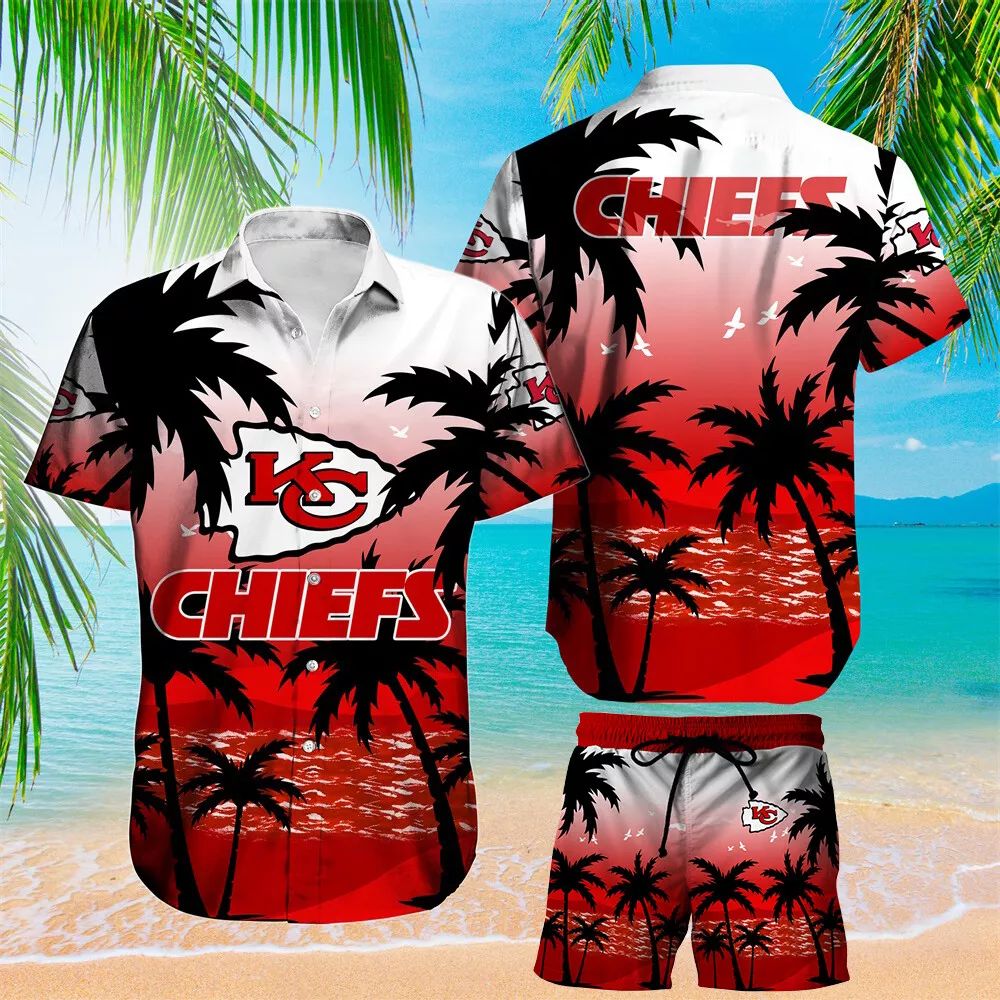Kansas City Chiefs Hawaiian Beachside Palm Design - Adult & Kids T-Shirts, Sweatshirts & Hoodies apparel design preview 1