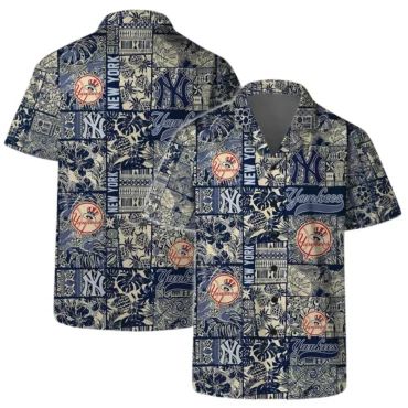 New York Yankees Vintage Patchwork Hawaiian - Adult & Kids T-Shirts, Sweatshirts & Hoodies apparel design preview 1