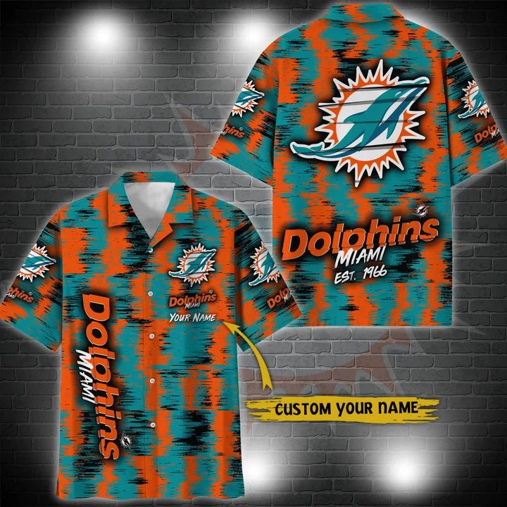 Miami Dolphins Hawaiian Retro Vibe Custom Design - Adult & Kids T-Shirts, Sweatshirts & Hoodies apparel design preview 1