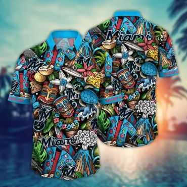 Miami Marlins Tropical Tiki Hawaiian - Adult & Kids T-Shirts, Sweatshirts & Hoodies apparel design preview 1