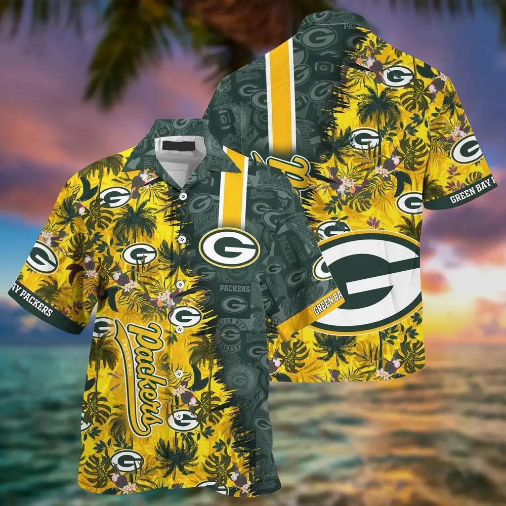 Green Bay Packers Tropical Hawaiian Sunset Design - Adult & Kids T-Shirts, Sweatshirts & Hoodies apparel design preview 1