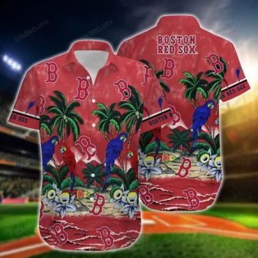 Boston Red Sox Tropical Parrot Paradise Hawaiian - Adult & Kids T-Shirts, Sweatshirts & Hoodies apparel design preview 1