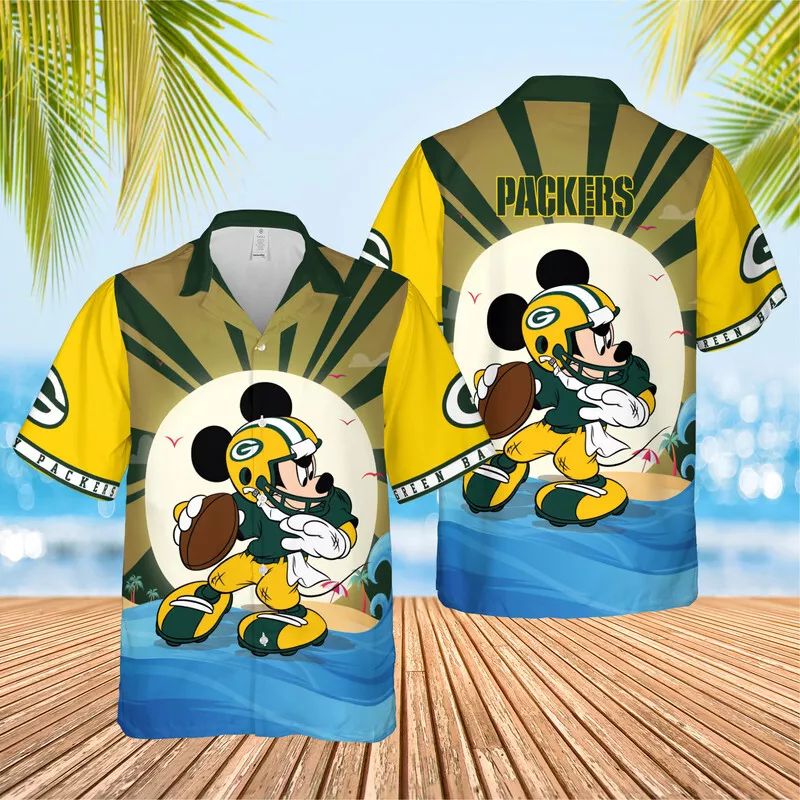 Green Bay Packers Hawaiian Sunset Touchdown Design - Adult & Kids T-Shirts, Sweatshirts & Hoodies apparel design preview 1