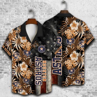 Houston Astros Patriotic Tropics Hawaiian - Adult & Kids T-Shirts, Sweatshirts & Hoodies apparel design preview 1