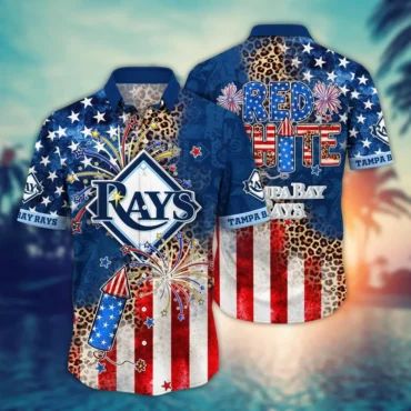 Tampa Bay Rays Wild 4th of July Hawaiian - Adult & Kids T-Shirts, Sweatshirts & Hoodies apparel design preview 1