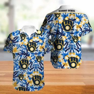 Milwaukee Brewers Blue Breeze Hawaiian - Adult & Kids T-Shirts, Sweatshirts & Hoodies apparel design preview 1