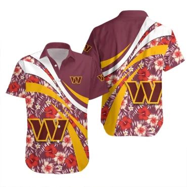 Washington Commanders Floral Wave Hawaiian - Adult & Kids T-Shirts, Sweatshirts & Hoodies apparel design preview 1