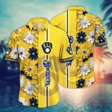 Milwaukee Brewers Daisy Delight Hawaiian - Adult & Kids T-Shirts, Sweatshirts & Hoodies apparel design preview 1