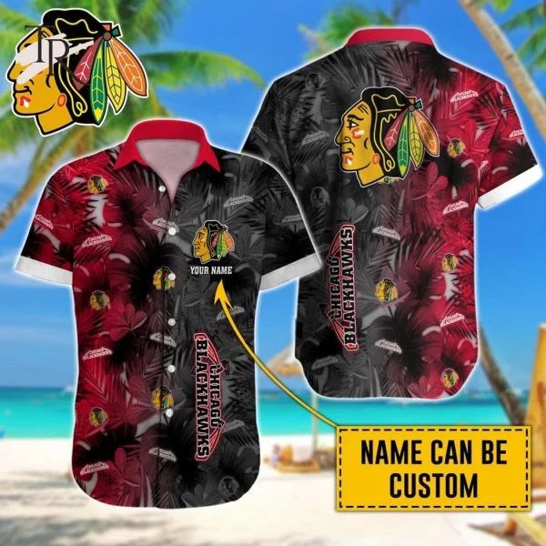 Chicago Blackhawks Tropical Hawaiian Custom Design - Adult & Kids T-Shirts, Sweatshirts & Hoodies apparel design preview 1