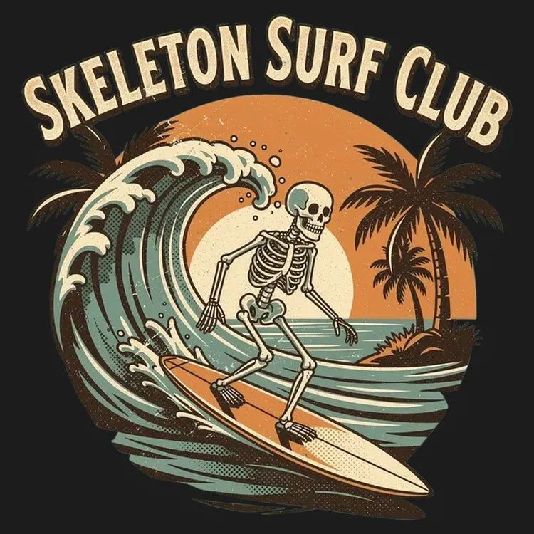 Skeleton Surf Club - Adult & Kids T-Shirts, Sweatshirts & Hoodies apparel design preview 1