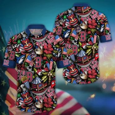 Boston Red Sox Tiki Island Vibe Hawaiian - Adult & Kids T-Shirts, Sweatshirts & Hoodies apparel design preview 1