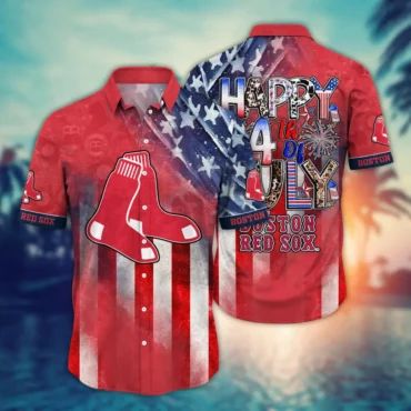 Boston Red Sox Patriotic 4th of July Tribute Hawaiian - Adult & Kids T-Shirts, Sweatshirts & Hoodies apparel design preview 1