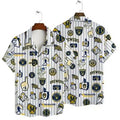 Milwaukee Brewers Pinstripe Icons Hawaiian - Adult & Kids T-Shirts, Sweatshirts & Hoodies apparel design preview 1