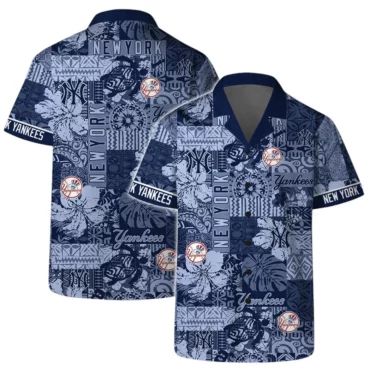 New York Yankees Blue Mosaic Hawaiian - Adult & Kids T-Shirts, Sweatshirts & Hoodies apparel design preview 1