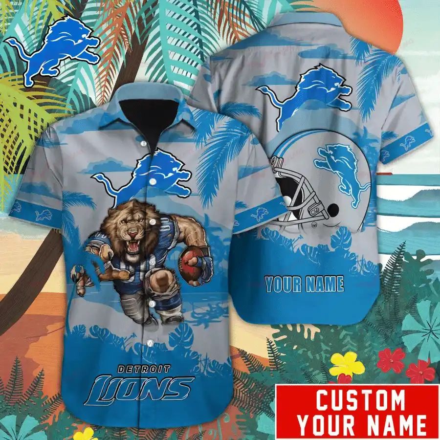 Detroit Lions Hawaiian Roaring Beast Design 605766 - Adult & Kids T-Shirts, Sweatshirts & Hoodies apparel design preview 1
