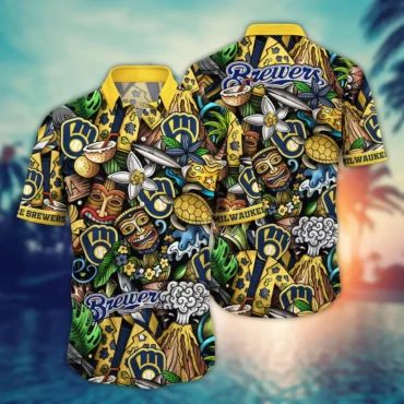 Milwaukee Brewers Island Adventure Hawaiian - Adult & Kids T-Shirts, Sweatshirts & Hoodies apparel design preview 1