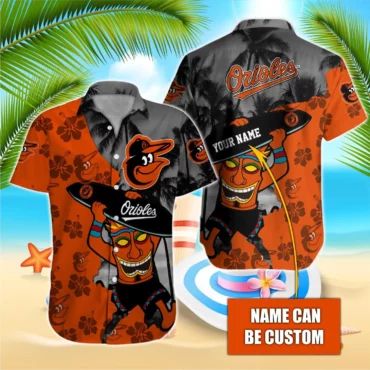 Baltimore Orioles Surfing Tiki Custom Hawaiian - Adult & Kids T-Shirts, Sweatshirts & Hoodies apparel design preview 1