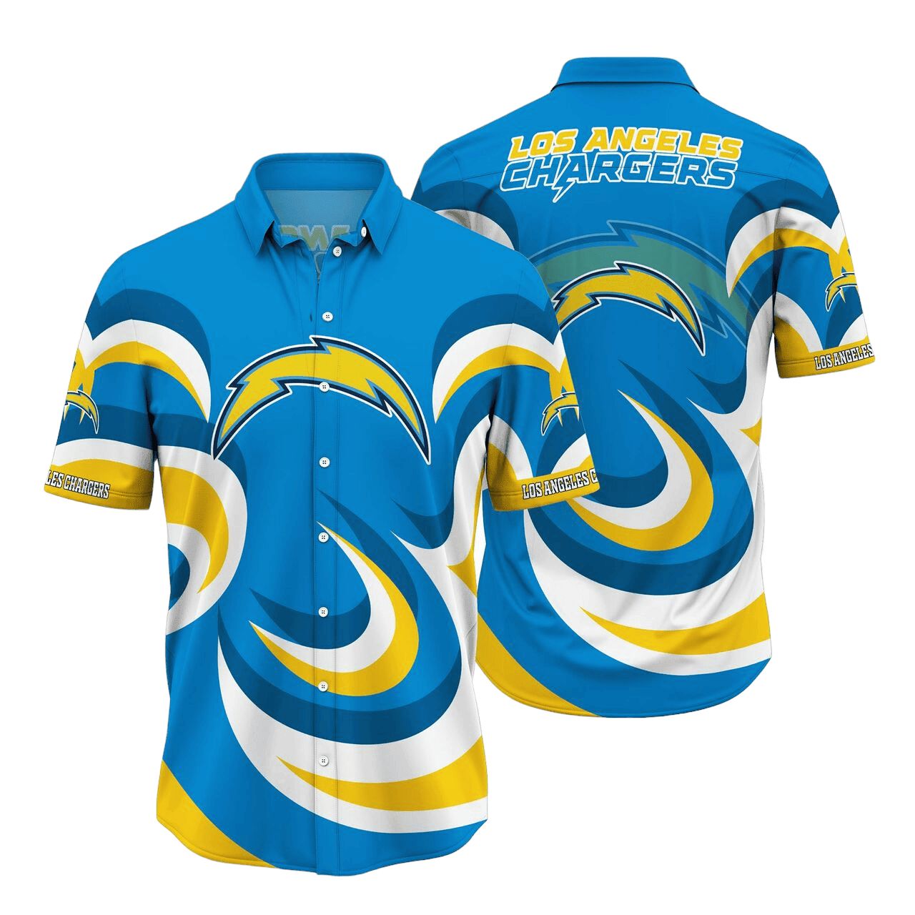 Los Angeles Chargers Hawaiian Wave Surge Design - Adult & Kids T-Shirts, Sweatshirts & Hoodies apparel design preview 1