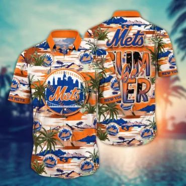 New York Mets Summer Vibers Hawaiian - Adult & Kids T-Shirts, Sweatshirts & Hoodies apparel design preview 1