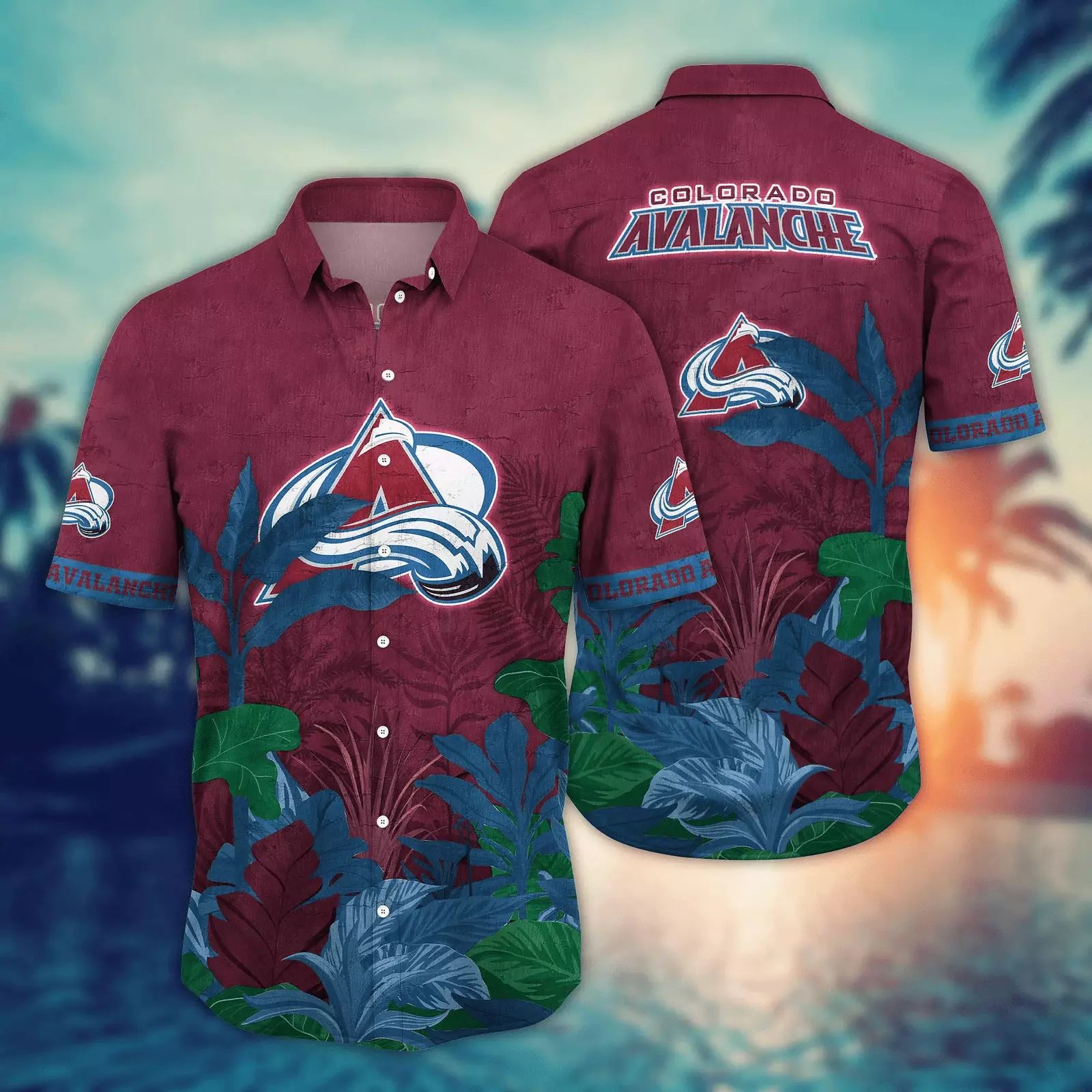 Colorado Avalanche Hawaiian Jungle Breeze Design by - Adult & Kids T-Shirts, Sweatshirts & Hoodies apparel design preview 1