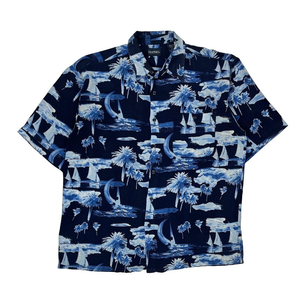 Puritan Hawaiian Large Blue Viscose - Adult & Kids T-Shirts, Sweatshirts & Hoodies apparel design preview 1