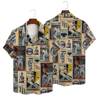 Tampa Bay Rays Vintage Baseball Collage Hawaiian - Adult & Kids T-Shirts, Sweatshirts & Hoodies apparel design preview 1