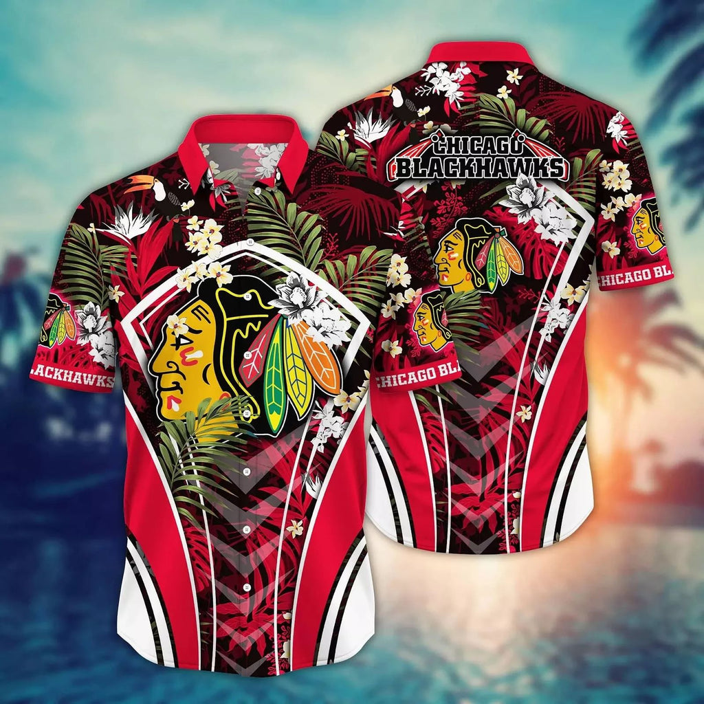 Chicago Blackhawks Tropical Hawaiian 403705 - Adult & Kids T-Shirts, Sweatshirts & Hoodies apparel design preview 1