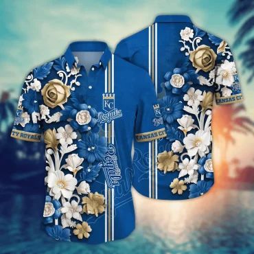 Kansas City Royals Royal Floral Hawaiian - Adult & Kids T-Shirts, Sweatshirts & Hoodies apparel design preview 1