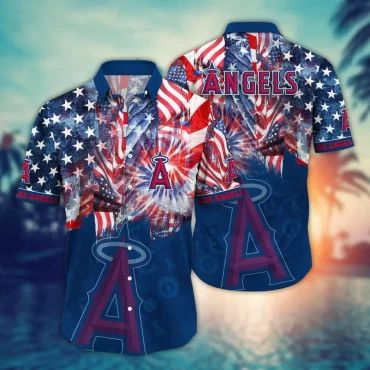 Los Angeles Angels Patriotic Fireworks Hawaiian - Adult & Kids T-Shirts, Sweatshirts & Hoodies apparel design preview 1