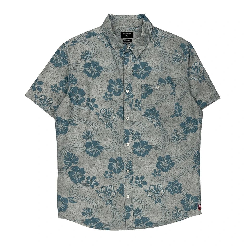 Quiksilver Floral Hawaiian Medium Blue Cotton - Adult & Kids T-Shirts, Sweatshirts & Hoodies apparel design preview 1