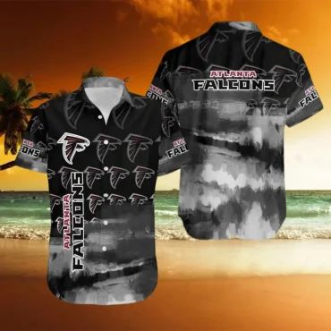 Atlanta Falcons Monochrome Wave Hawaiian - Adult & Kids T-Shirts, Sweatshirts & Hoodies apparel design preview 1