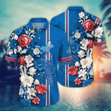 Los Angeles Dodgers Elegant Floral Burst Hawaiian - Adult & Kids T-Shirts, Sweatshirts & Hoodies apparel design preview 1
