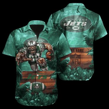 Personalized New York Jets Jungle Warrior Hawaiian - Adult & Kids T-Shirts, Sweatshirts & Hoodies apparel design preview 1
