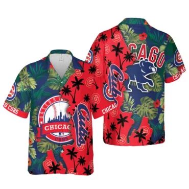 Chicago Cubs Tropical Palms Split Hawaiian - Adult & Kids T-Shirts, Sweatshirts & Hoodies apparel design preview 1