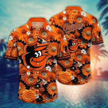 Baltimore Orioles Floral Burst Hawaiian - Adult & Kids T-Shirts, Sweatshirts & Hoodies apparel design preview 1