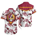 Personalized Arizona Cardinals Skull Bloom Hawaiian - Adult & Kids T-Shirts, Sweatshirts & Hoodies apparel design preview 1