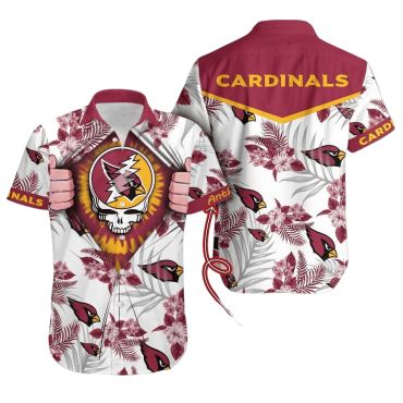 Personalized Arizona Cardinals Skull Bloom Hawaiian - Adult & Kids T-Shirts, Sweatshirts & Hoodies apparel design preview 1