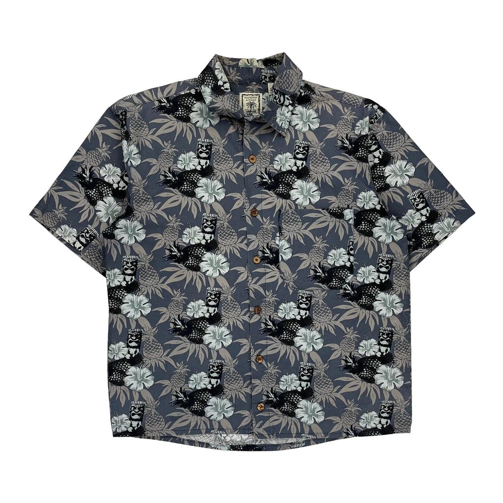 Roundtree Yorke Floral Hawaiian Medium Blue Cotton - Adult & Kids T-Shirts, Sweatshirts & Hoodies apparel design preview 1