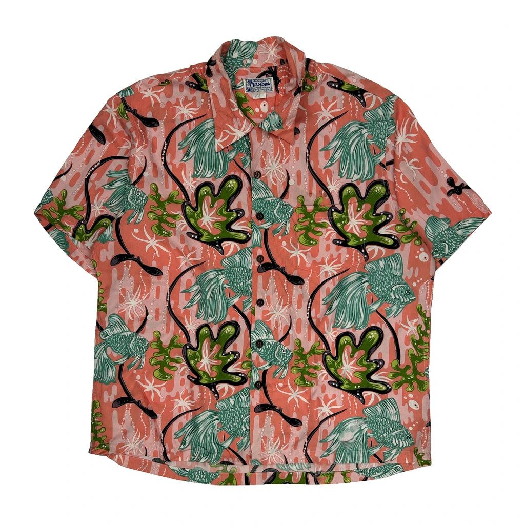 Kalakaua Floral Hawaiian Medium Pink Cotton - Adult & Kids T-Shirts, Sweatshirts & Hoodies apparel design preview 1