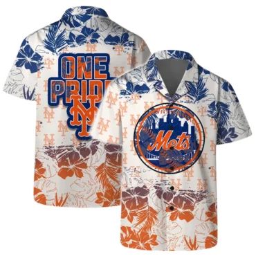 New York Mets Team Logo One Pride Hawaiian - Adult & Kids T-Shirts, Sweatshirts & Hoodies apparel design preview 1