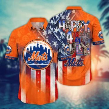New York Mets Happy 4th Of July Hawaiian - Adult & Kids T-Shirts, Sweatshirts & Hoodies apparel design preview 1