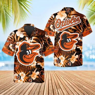Baltimore Orioles Floral Island Hawaiian - Adult & Kids T-Shirts, Sweatshirts & Hoodies apparel design preview 1