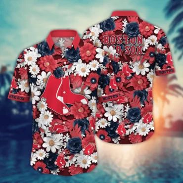 Boston Red Sox Bold Floral Glory Hawaiian - Adult & Kids T-Shirts, Sweatshirts & Hoodies apparel design preview 1
