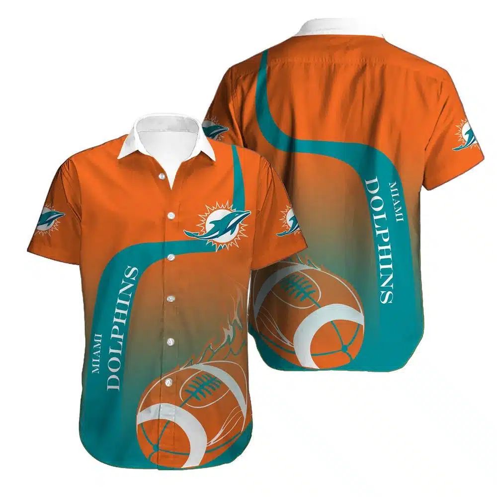 Miami Dolphins Hawaiian Touchdown Gradient Design - Adult & Kids T-Shirts, Sweatshirts & Hoodies apparel design preview 1
