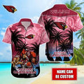Personalized Arizona Cardinals Pink Dusk Hawaiian - Adult & Kids T-Shirts, Sweatshirts & Hoodies apparel design preview 1